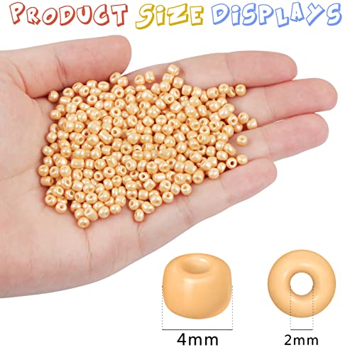 2200pcs Glass Seed Beads, 4mm 6/0 Pony Bulk for Jewelry Making, Mini Spacer Loose Craft Small Glass Beads for DIY Bracelet (Champagne Gold) - color: Champagne Gold