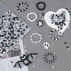1000PCS 6x9mm Pony Beads Bulk – Black, Gray, White Kandi Beads for Bracelets, Hair Braids, Jewelry Making, Crafts – Large Hole Plastic Bead for DIY Kits - color: Neutral