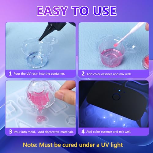 KISREL UV Resin Jewelry Making Kit - 100g Crystal Clear UV Resin and Jewelry Molds, Fast Curing for Keychains, Earring Making, DIY Craft Decorations - size: 100g