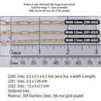 THREENEST 32.8-Feet Width 2.5mm Stainless Steel Paperclip Chains, 18K Real Gold Plated, Soldered Cable Long Craft Chain for Necklace Bracelet Earring Jewelry Making (2200-GOLD-10M) - color: Gold, size: Width 2.5mm-32.8 Feet