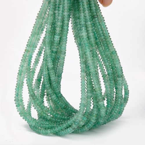2 Strands (300PCs) Natural Green Aventurine Rondelle Beads, 2 * 4mm Gemstone Loose Spacer Abacus Disk Beads for DIY Bracelet Necklace Earrings Jewelry Making, Craft Supplies Beading Kit - color: Green Aventurine, size: 2*4MM