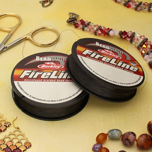 The Beadsmith Fireline by Berkley – Micro-Fused Braided Thread – 6lb. Test, .006”/.15mm Diameter, 50 Yard Spool, Smoke Grey – Super Strong Stringing Material for Jewelry Making and Bead Weaving - color: Smoke Grey, size: 6lb, .006”, 50 Yard