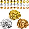 150Pcs Metal Spacer Beads for Jewelry Making 10mm Metallic Plated Round Beads Small Spacer Round Ball Beads Seamless Smooth Loose Beads for Earring Necklace Bracelet DIY Crafts(Gold Silver K Gold) - color: 10mm, Gold Silver K Gold