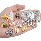 100g (About 20-40pcs) Mixed Alloy Elephant Charms Tibetan Animal Elephant Head Charms Pendants Jewelry Findings for Bracelets Necklace Crafts Making - style: Mixed Elephant Charms