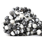 35PCS 10mm Natural Black White Zebra Jasper Gemstone Round Loose Beads Crystal Energy Stone for DIY Jewelry Making 1 Strand 15" - color: Black White Zebra Jasper, size: 10mm