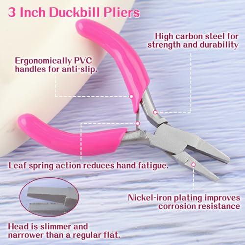 SPEEDWOX 3 Inch Duckbill Mini Flat Nose Pliers for Jewelry Making - Small Pliers, Smooth Jaw, Jewelry Tool - style: Duckbill Pliers