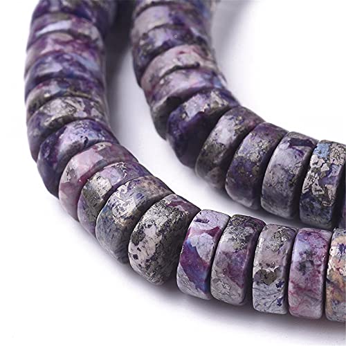 Craftdady 250Pcs Heishi Coin Natural African Pyrite Gemstone Beads Flat Round Disc Energy Healing Crystal Stone Loose Beads 8mm for Jewelry Bracelet Necklace Earring, Lilac - color: African Pyrite, Lilac, size: 8mm