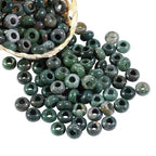 Nupuyai Pack of 30 14x8mm Large Hole Stone Loose Beads for Jewelry Making, Polished Rondelle European Beads fit Charms Bracelet, Indian Agate - color: Green/Red, size: 14x8mm