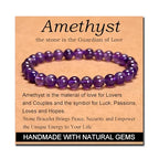 MASSIVE BEADS Handmade Yoga Stretch Elastic Bracelet Natural Stone Crystal Healing Power Energy Gifts for Unisex Adult 4mm 6mm 8mm 10mm - color: Amethyst(Love Guardian), size: 6mm