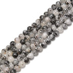 90pcs 4mm Natural Black Tourmalinated Rutilated Quartz Gemstone Round Spacer Loose Stone Beads for Jewelry Making 15.5" 1 Strand (Black Tourmalinated Rutilated Quartz, 4mm 90Beads) - color: Black Tourmalinated Rutilated Quartz, size: 4mm 90Beads