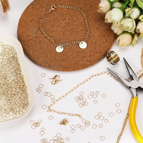 6MM 500PCS 14K Gold Jump Rings for Jewelry Making Non Tarnish Small Open Gold Filled Jump Rings for Necklace Earrings Bracelet Key Chains and DIY Craft - size: 6MM-500PCS
