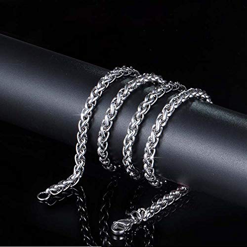 THREENEST 16.4-Feet Width 5mm Stainless Steel Wheat Chains, Permanent Craft Braided BSK Chains for Necklace Bracelet Earring Jewelry Making - color: Stainless Steel, size: Wheat Chains(width 5mm)