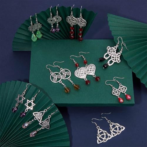 SUNNYCLUE 1 Box DIY 10 Pairs Celtic Knot Dangle Earring Making Kit Celtic Knot Connect Charms Findings Irish Wiccan Flower Star Triangle Heart Love with Beads Earring Hooks Instruction for Beginners - color: Sliver