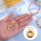 800 Pcs 6mm Flat Spacer Beads for Jewelry Making, Rondelle Disc Beads Bulk, Gold & Mixed Color Bead Spacers for Bracelets Necklaces DIY Crafts(Gold, Silver) - color: Gold, Silver