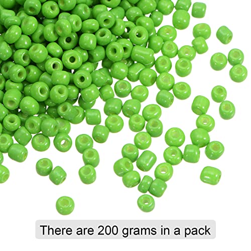 HARFINGTON 2000Pcs Small Glass Beads 6/0 4mm Loose Tiny Round Small Beads for Bracelet Earring Rings Jewelry Making, Grass Green - color: Grass Green