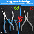 SPEEDWOX 2PCS Long Reach Bent Needle Nose Pliers Set - Smooth Jaw & Bent Needle Nose Pliers for Jewelry Making, Wire Bending & Fishing - style: 2PCS Bent & Needle Nose Pliers Smooth Jaw