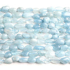 HAAMIIQII Natural Blue Aquamarine Pebble Stone 5-8mm Small Irregular Freeform Tumbled Loose Gemstone Beads for Jewelry Making Strand 15 Inch (45-50pcs) - color: Aquamarine