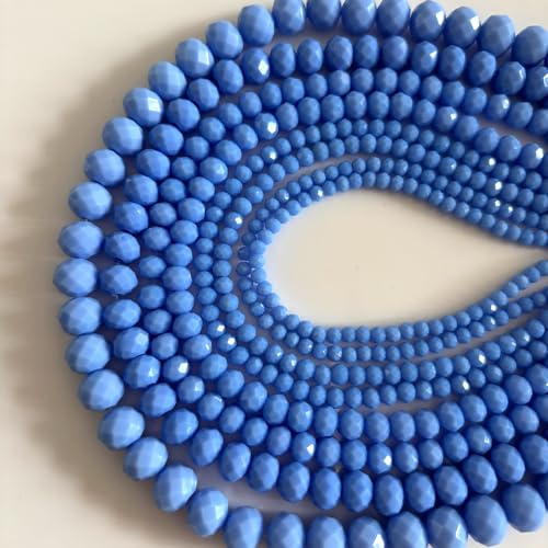 780Pcs Briolette Crystal Glass Beads for Jewelry Making, 3-10mm Faceted Blue Crystal Beads for Bracelets, Rondelle Glass Beads Bulk for Crafts Wine Charms Wind Chimes Suncatchers - color: Blue