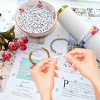 Amaney 1000pcs Gold Letter Beads 74mm White Round Acrylic Alphabet Beads for Jewelry Making Bracelets Necklaces Key Chains - color: White&Gold