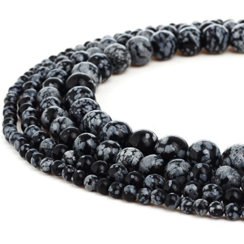 RUBYCA Natural Snowflake Obsidian Gemstone Round Loose Beads for DIY Jewelry Making 1 Strand - 6mm - color: Snowflake Obsidian, size: 6 MM