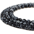 RUBYCA Natural Snowflake Obsidian Gemstone Round Loose Beads for DIY Jewelry Making 1 Strand - 4mm - color: Snowflake Obsidian, size: 4 MM