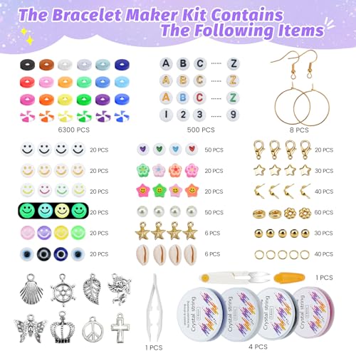 JQEEYGV Friendship Bracelet Kit, 2 Boxs 7300Pcs Clay Beads for Bracelet Making Kit with Number Letter Beads DIY Jewelry Charms Making Crafts Gifts for Girls Ages 6-12 - color: 7300Pcs 24Colors