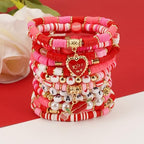 Twinfree Bohemia Beaded Bracelet for Women, Polymer Clay Stretch Bracelets - color: color 34