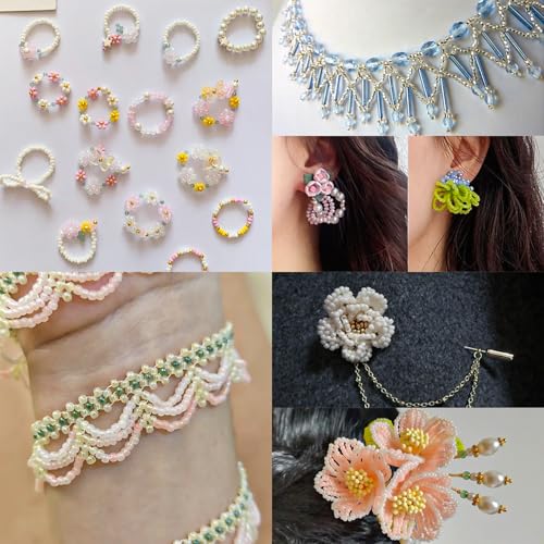 51600pcs Seed Beads Kit, 144 Colors 2mm Seed Beads & 7mm Long Bugle Beads Set, 12/0 Small Mini Craft Pony Beads for Jewelry Making Supplies for DIY Bracelet, Necklace, Crafts