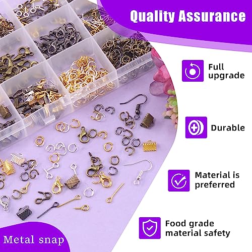Swpeet Jewelry Making Supplies Kit - 1617 Pcs with 40 Styles Findings, 6 Colors Beads & Charms, Pliers, Wires, Tweezers & Jump Ring Opener - size: 8A