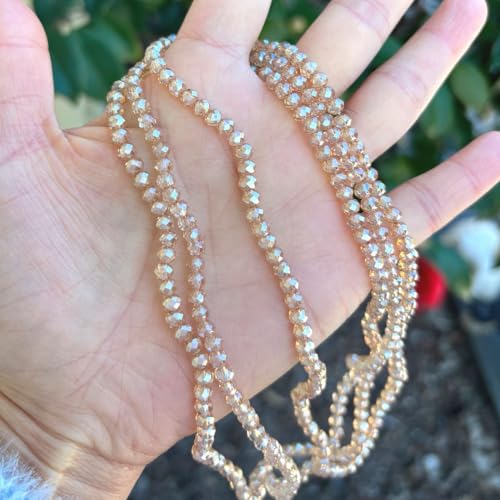 500pcs Czech Faceted Rondelle Crystal Glass Loose Beads 4mm Small Tiny Spacer Bulk Golden Shadow for DIY Craft Jewelry Making CCR428 - color: Golden Shadow, size: 4mm (0.16") - 500pcs