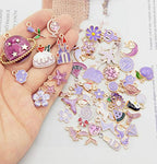 30pcs Mixed Enamel Charms Pendants for Jewelry Making Bulk lot Necklace Earrings Bracelet Craft Findings - color: Purple