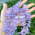 Adabele 15 Inch Natural Raw Healing Crystal Quartz Gemstone Loose Beads Small Drilled 15 Inch Violet Tanzanite AB Titanium Coated Chakra Gem Stone Drop Stick GA9 - color: Violet Tanzanite Ab, size: Small Size (15 Inch/1 Strand)