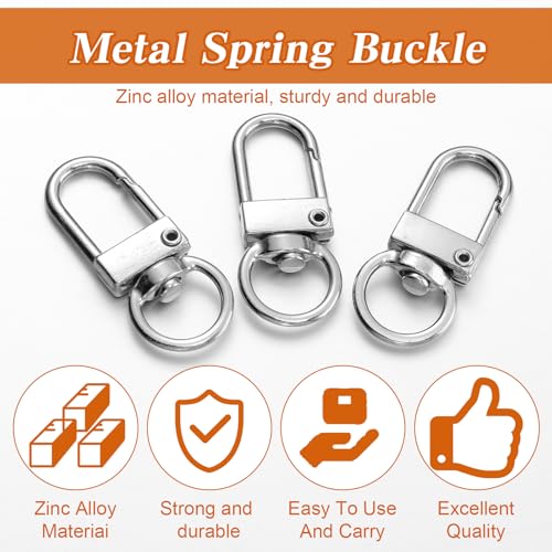 Xindojuz 30 PCS Metal Lobster Claw Clasps for Keychains and Jewelry Making, 360° Swivel Lanyards Snap Hooks Strap with Key Rings, Key Chains Connector Purses Straps Bag Charm DIY Accessories (Silver) - color: Silver