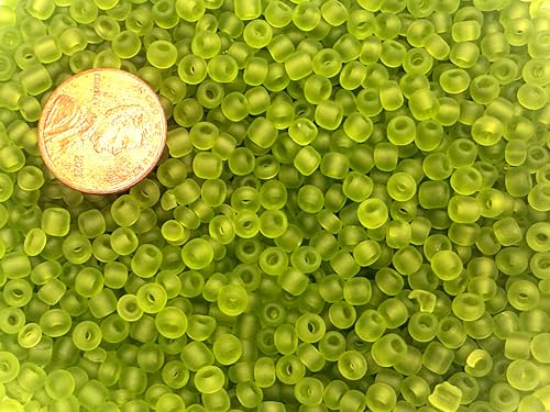 Czech Glass Seed Beads Crystal Clear Size:6/0 40 gr / 1.4 oz… (Clear Green Matte) - color: Clear Green Matte