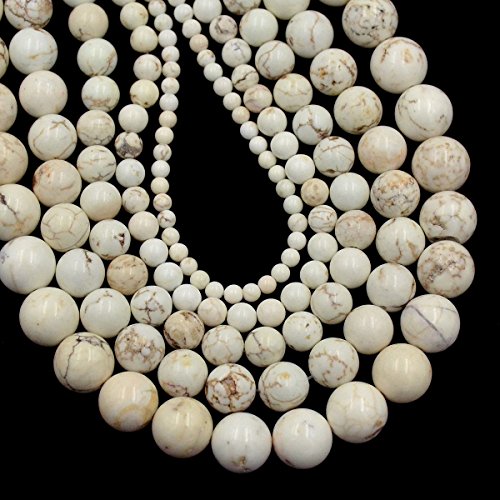 AD Beads Natural Gemstone Round Loose Beads 15" for Bracelet Necklace Earrings Jwelery Making Crafts DIY (6mm, White Turquoise) - color: White Turquoise, size: 6mm