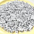 500Pcs Letter Pony Beads G 6X6mm Individual White Acrylic Alphabet Beads for Friendship Jewelry Making - color: Square - G