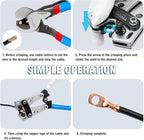 Battery Cable Wire Lug Crimping Tool for AWG 8-1/0 Heavy Duty Wire Copper Lugs, Electrical Lug Crimper with Cable Cutter, Silver, Blue, Black