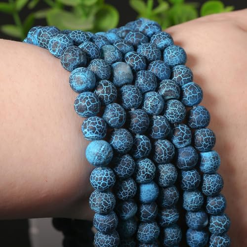 6mm Deep Blue Matte Oxidized Natural Stone Beads Round Loose Beads for Jewelry Making Yochus DIY Beads Bracelet Necklace - color: Deep Blue Matte Oxidized, size: 6mm