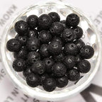 100pcs Natural Stone Beads 8mm Black Volcanic Lava Round Genuine Real Stone Beading Loose Gemstone Hole Size 1mm DIY Charm Smooth Beads for Bracelets Necklaces Earrings Jewelry Making Crafts - color: Black Lava