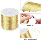 MIKIMIQI Jewelry Wire - 328Ft, 26 Gauge, Tarnish Resistant, Copper, 0.4mm X 100m (Gold) - color: Gold
