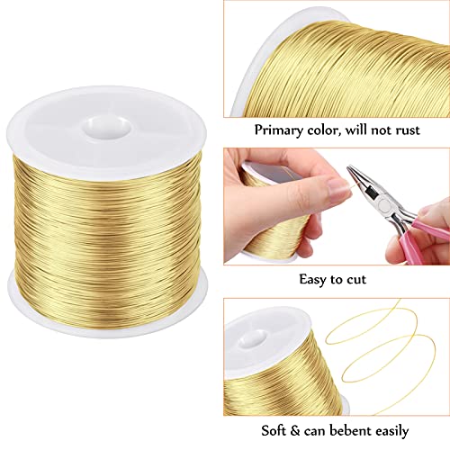MIKIMIQI Jewelry Wire - 328Ft, 26 Gauge, Tarnish Resistant, Copper, 0.4mm X 100m (Gold) - color: Gold