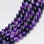MJDCB Natural Stone Beads Purple Striped Agate Round Loose Beads for Jewelry Making DIY Bracelet Necklace (12mm) - color: Purple Striped Agate, size: 12mm