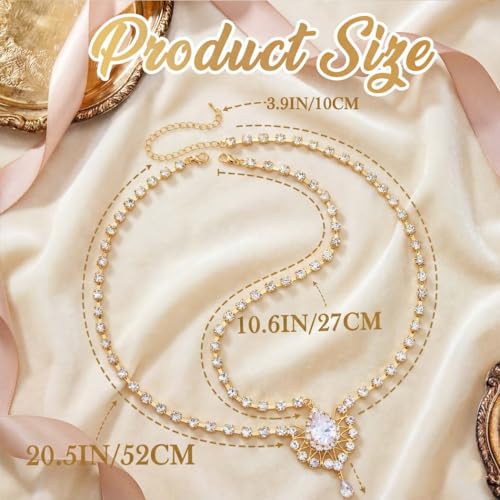 Brishow Crystal Head Chain Jewelry Gold Rhinestone Hair Chain Boho Bridal Headpiece for Women - color: Gold