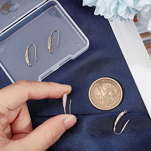 Beebeecraft 1 Box 10Pcs Zirconia Earring Hooks 18K Gold Plated Brass Rhinestone Earwire with Loop French Earring Findings for DIY Dangle Earring Jewelry Making - color: Cubic Zirconia Earring Hooks