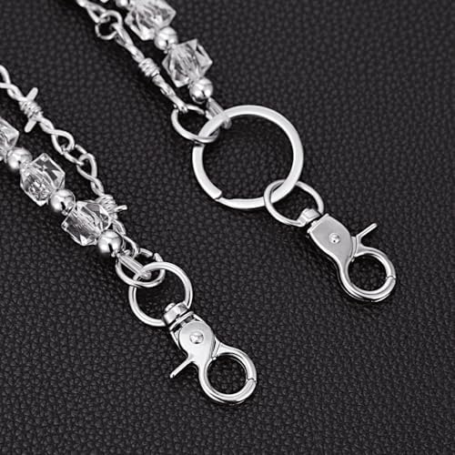 Layered Punk Pants Chain for Men Women, Gothic Hip Hop Jean Chain Wallet Chain Biker Trouser Chain, Goth Emo Fashion Keychain Accessories - color: 2L-Clear