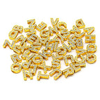 AUEAR, 52 Pack Gold A-Z 8mm Full Rhinestone Slide Charms Crystal Alphabet Letter Alloy for Bracelets Necklace Wristbands DIY Jewelry Making - color: Gold, size: 52 Pack