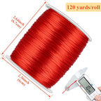 Anezus Red Nylon Cord, Nylon Craft String, Silky Satin Rattail Cord Beading String for Braided Bracelets, Pendants Necklace, Macrame Keychains, Lanyards, Drawstring Bags, DIY Crafts, Sewing Projects - style: Red