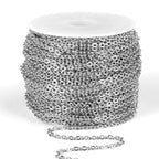 [66 Feet/ 20M] Stainless Steel Chain Bulk, 2mm 304 Stainless Steel Chains Flat Cable Link Chain Bulk for Jewelry Making DIY Craft - color: Stainless Steel, size: 2.0mm width