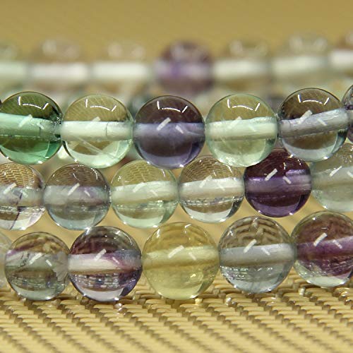 Angelstones Handmade Natural Healing Gemstone 6mm Round Beads Stretch Crystal Bracelet 7 Inch Unisex - color: Clear Fluorite