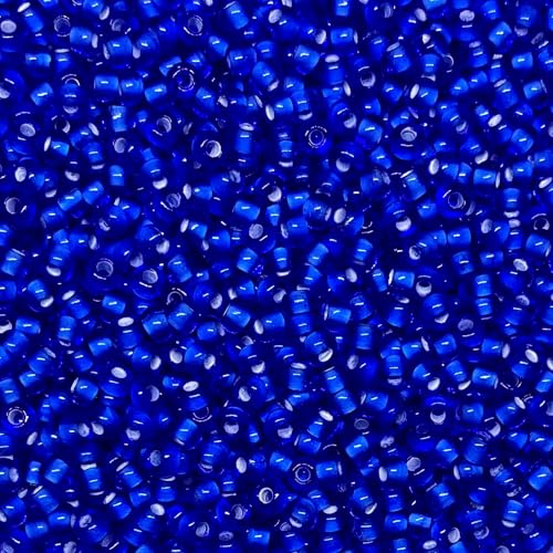 Czech 8/0 Silver Lined Glass Seed Beads 20 Grams 800 Pcs Multi Colors (Royal Blue) - color: Royal Blue